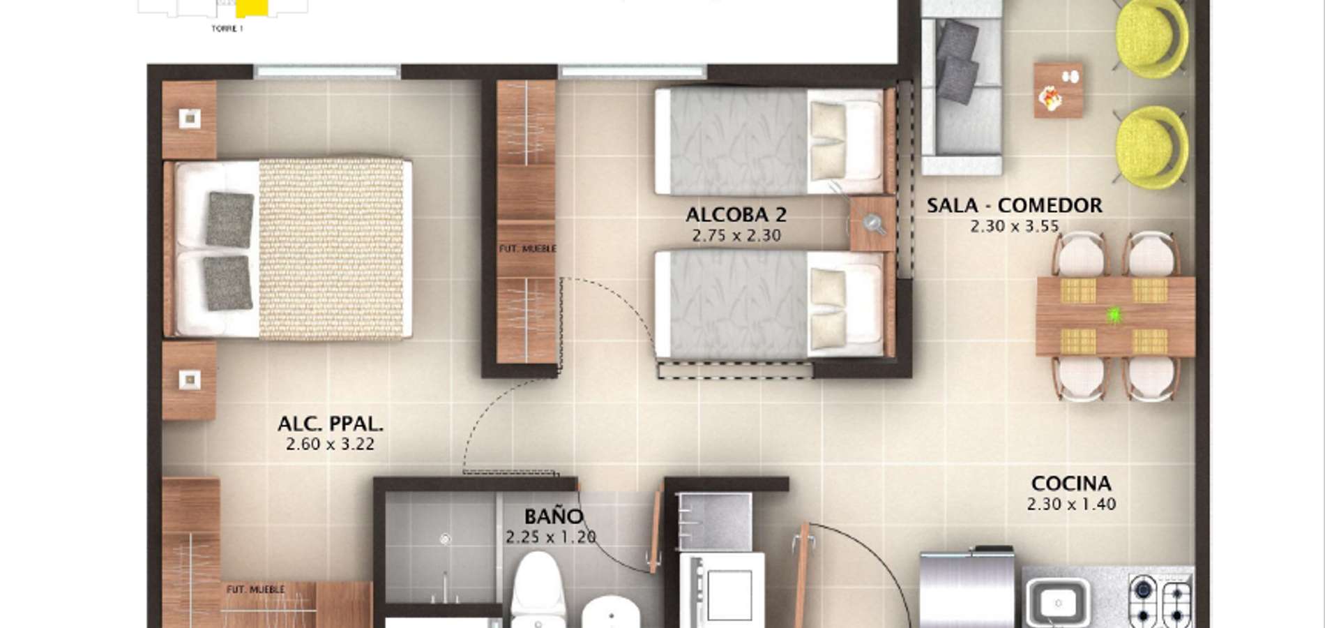 Apartamento en venta en Pan De Azúcar 2 Habitaciones  (estud-0