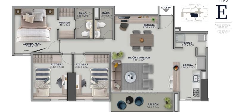 Apartamento en Venta en Sabaneta, Aves Maria-0
