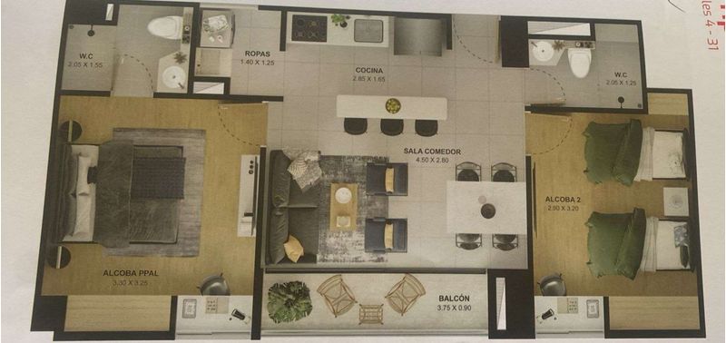Apartamento en Venta en Bello, Bello-5